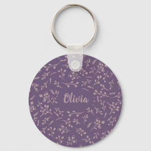 Custom Purple Tulip Leaf Feather Two Colour Patter Key Ring