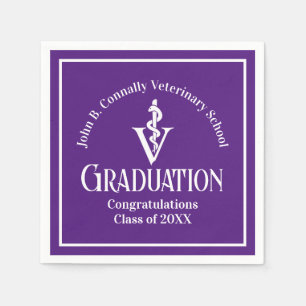 Custom Purple Veterinary School Graduation Party Napkin