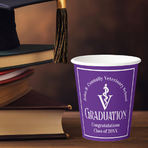 Custom Purple Veterinary School Graduation Party Paper Cups