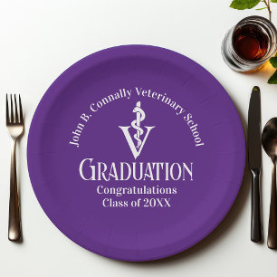 Custom Purple Veterinary School Graduation Party Paper Plate