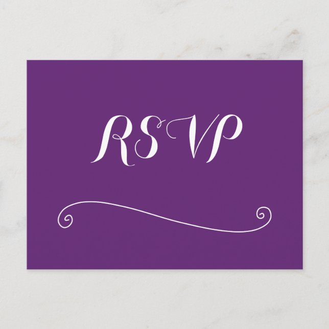 Custom Purple Wedding RSVP Postcards (Front)