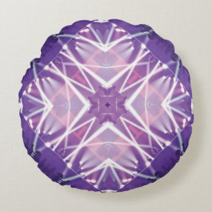 Custom Purple White Designed Round Pillow