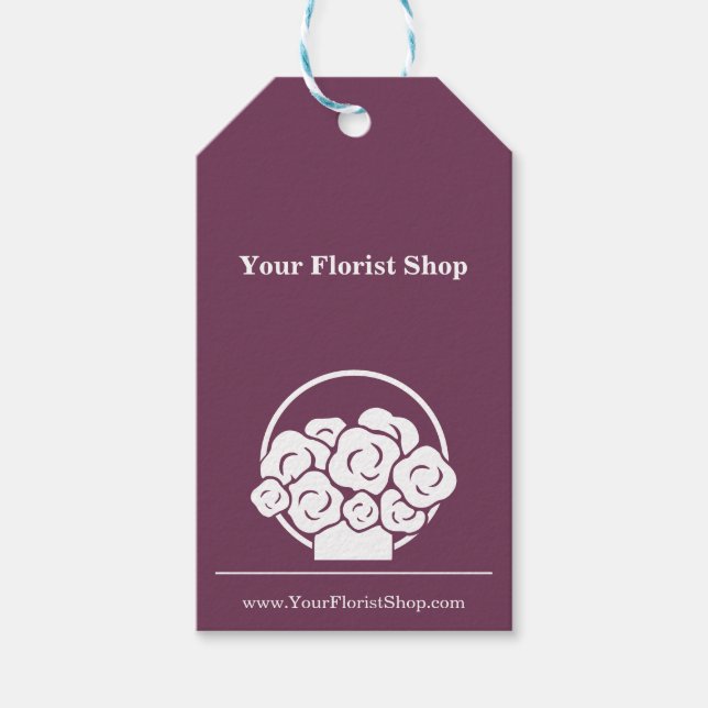🌷Custom Purple & White Florist Flower Care Tag (Front)