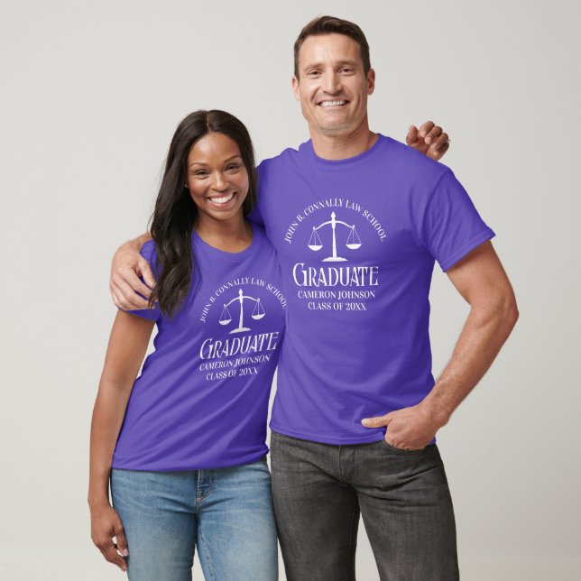 Custom Purple White Law School Graduation T-Shirt (Unisex)