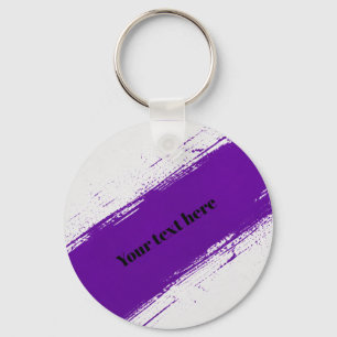 Custom Purple White Typography Design Key Ring