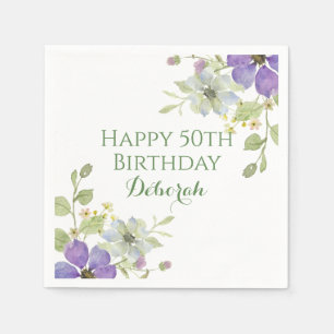 Custom Purple WIldflower BIrthday Party Napkin