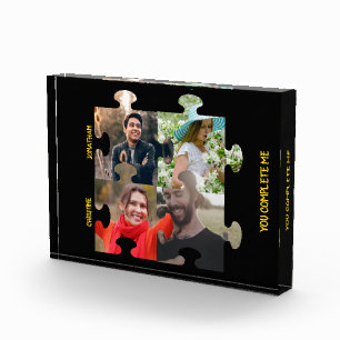 Custom puzzle piece photo You complete me couple Block