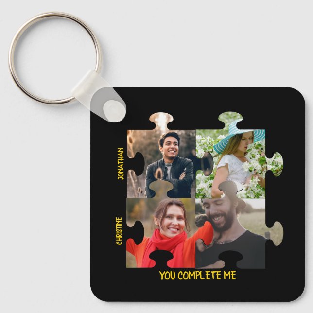Custom puzzle piece photo You complete me couple Key Ring (Front)