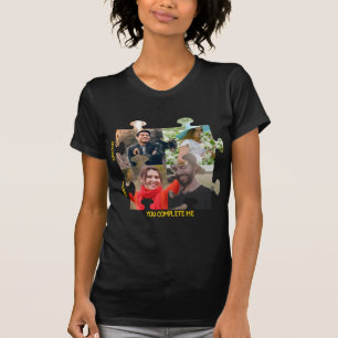 Custom puzzle piece photo You complete me couple T-Shirt