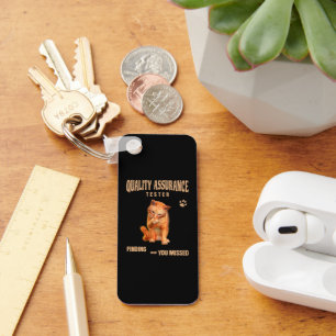 Custom QA Tester Cat Humour Key Ring