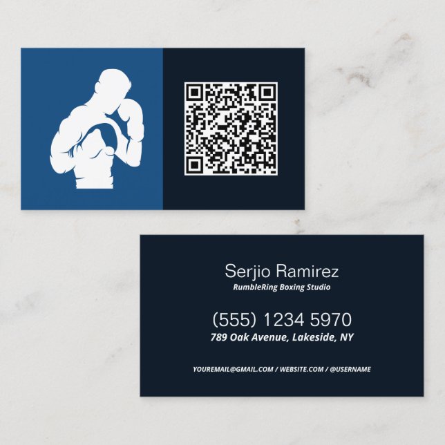 Custom QR Boxing Gym  Business Card (Front/Back)