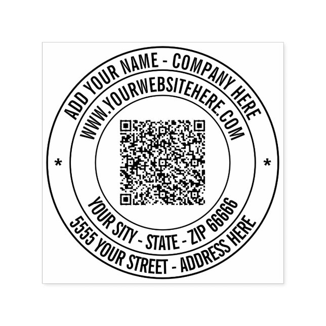 Custom QR Code Address Round Stamp Template (Design)