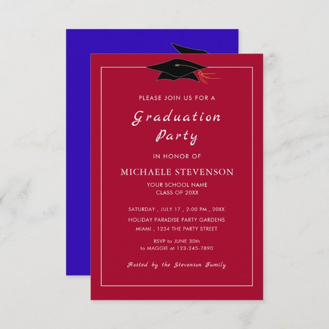 Custom QR Code and Colours Graduation Invitation (Front/Back)