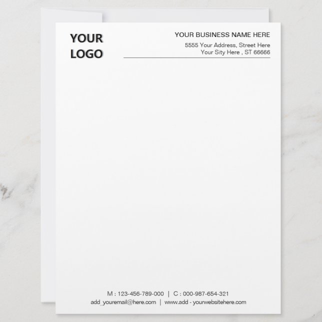 Custom QR Code and Logo Letterhead Template (Front)