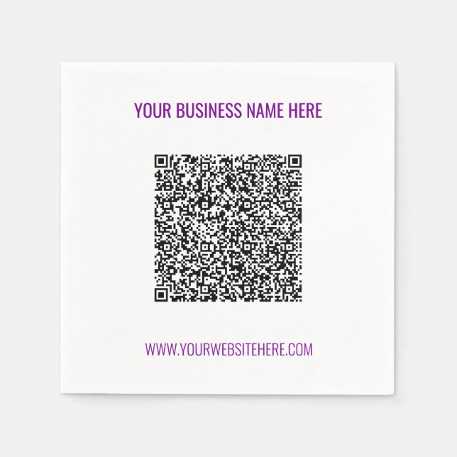 Custom QR Code and Name Website Napkins Template (Front)