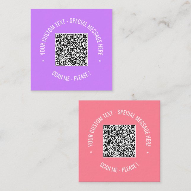 Custom QR Code and Text Business Card Choose Colou (Front/Back)