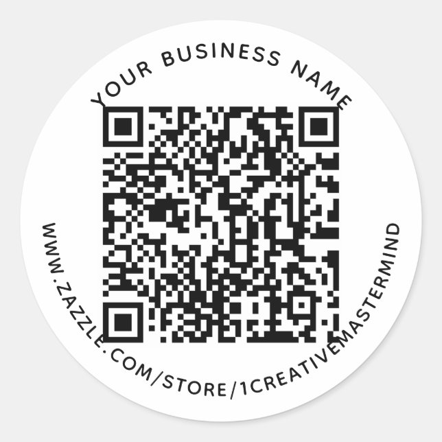 Custom QR Code and Text Business Label Sticker (Front)