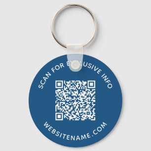 Custom QR Code and Text Corporate Swag Blue Key Ring