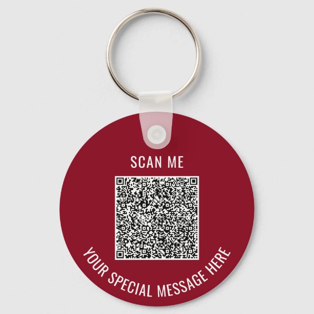Custom QR Code and Text Keychain Choose Colour (Front)