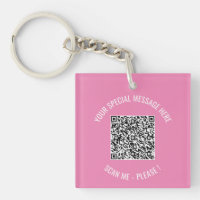 Custom QR Code and Text Keychain Your Colours
