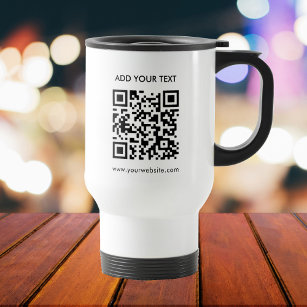 Custom QR Code And Text Modern Business Travel Mug