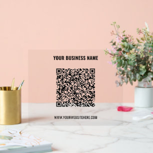 Custom QR Code and Text Name Business Acrylic Sign