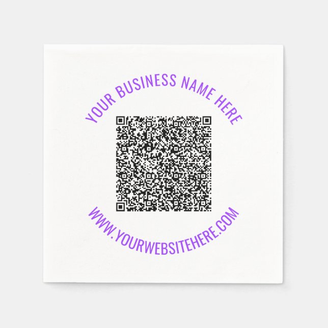 Custom QR Code and Text Napkins Personalised  (Front)
