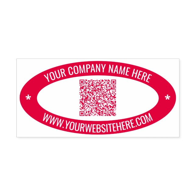 Custom QR Code and Text Oval Colour Stamp Template (Design)