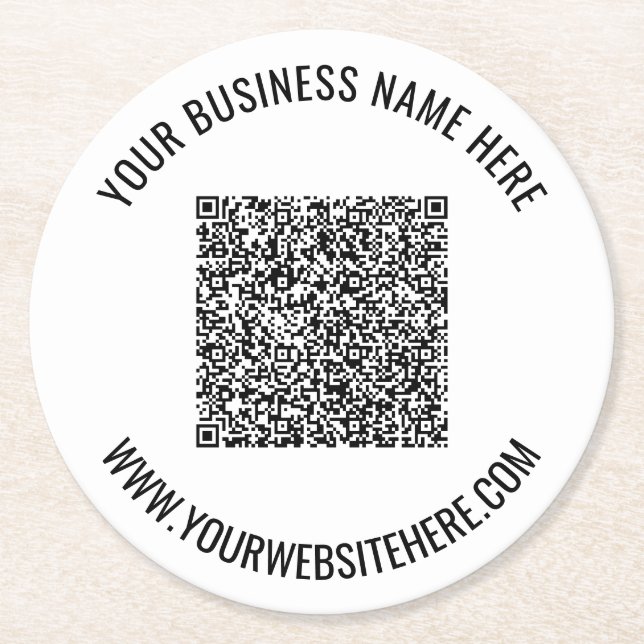 Custom QR Code and Text Paper Coaster Choose Colou (Front)