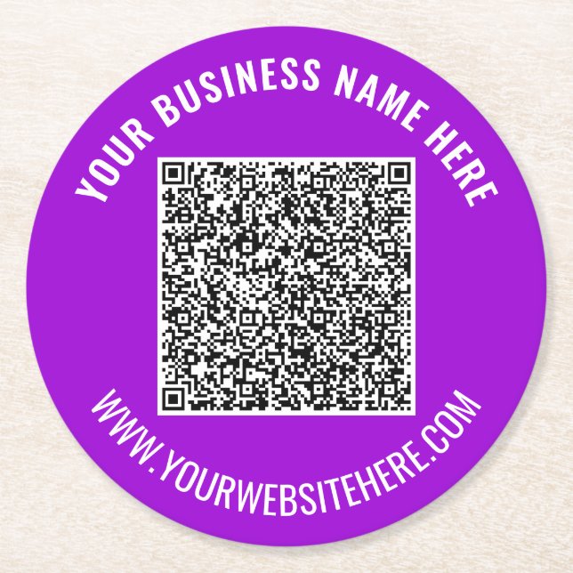 Custom QR Code and Text Paper Coaster Choose Colou (Front)