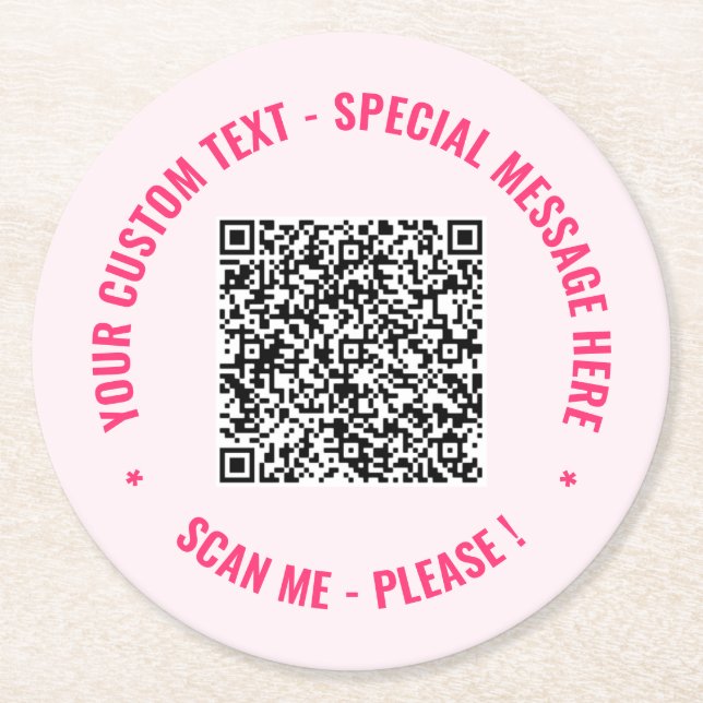 Custom QR Code and Text Paper Coaster Template (Front)