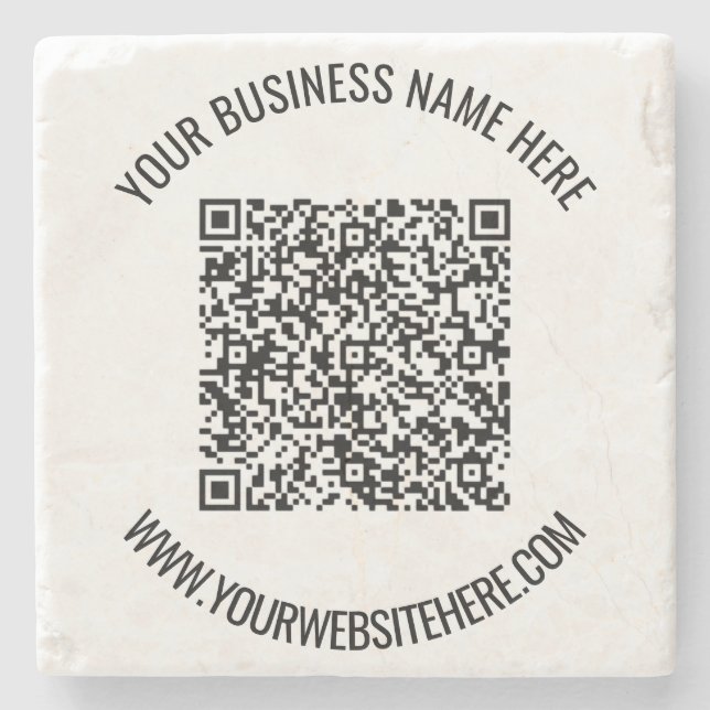 Custom QR Code and Text Personalised Stone Coaster (Front)