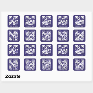 Custom QR Code and Text Promotion Dark Blue Square Sticker