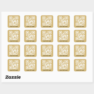 Custom QR Code and Text Promotion Gold Square Sticker