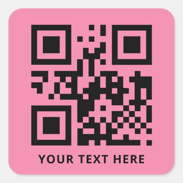 Custom QR Code and Text Promotion Pink Square Sticker (Front)