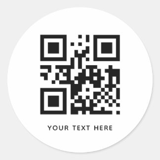 Custom QR Code and Text Promotion White Classic Round Sticker