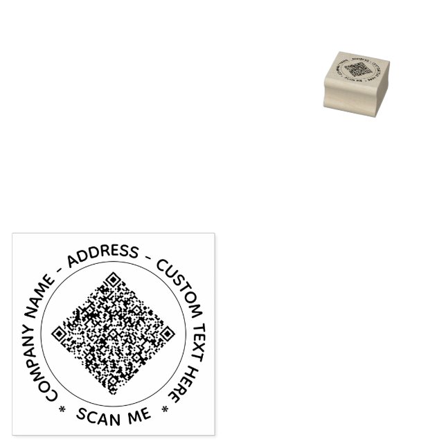 Custom QR Code and Text Round Rubber Stamp Example (Stamped)