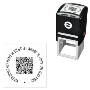 Custom QR Code and Text Round Self-inking Stamp