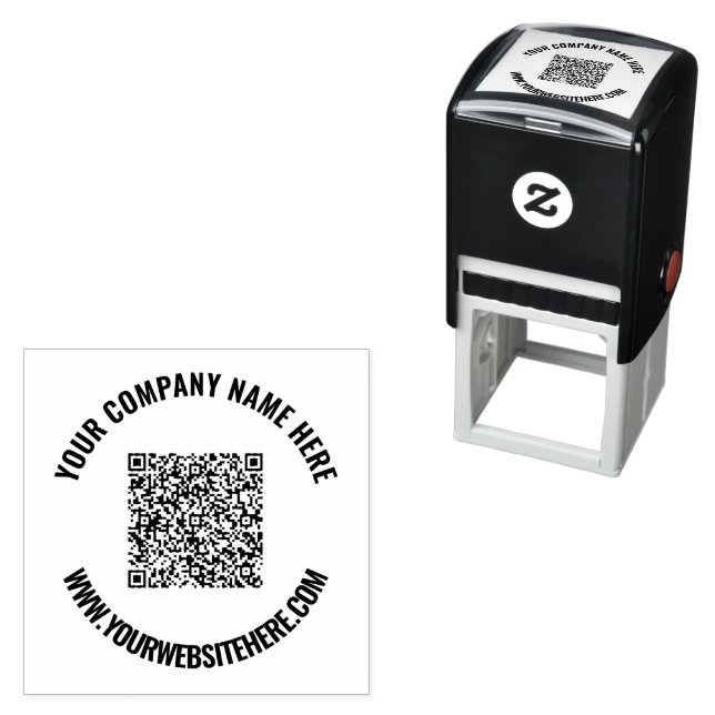 Custom QR Code and Text Round Self-inking Stamp (In Situ)
