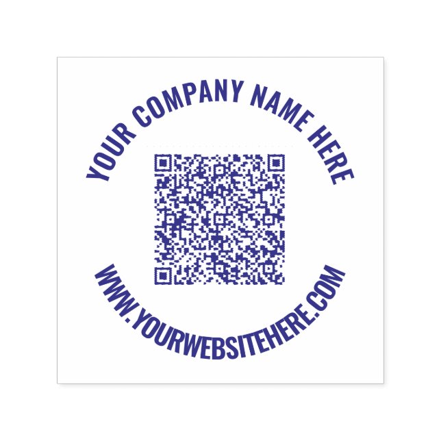 Custom QR Code and Text Round Self-inking Stamp (Design)