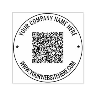 Custom QR Code and Text Round Self-inking Stamp