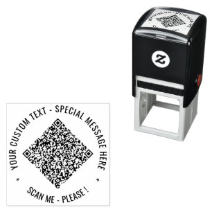 Custom QR Code and Text Round Self-inking Stamp