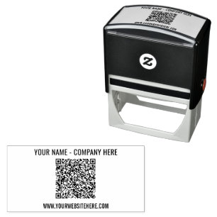 Custom QR Code and Text Self-inking Stamp Template