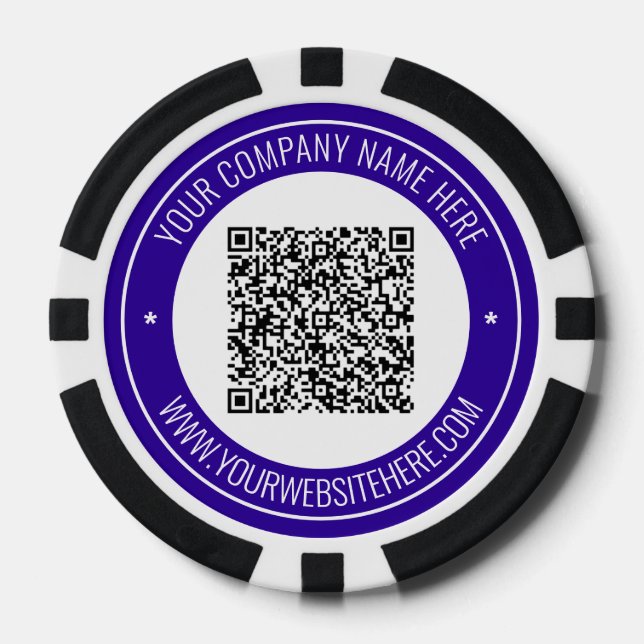 Custom QR Code and Text Your Business Poker Chips (Front)