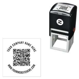 Custom QR Code and Text Your Business Round Stamps