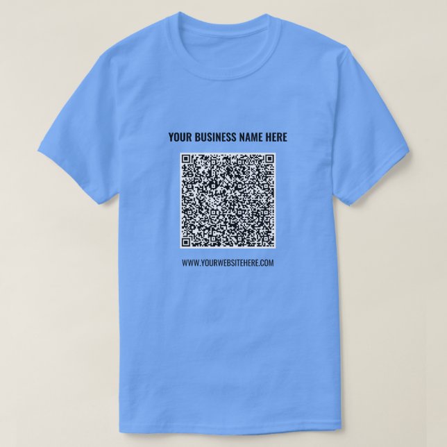 Custom QR Code and Text Your Business T-Shirt (Design Front)