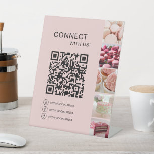 Custom QR Code Bakery Confectionery Cake Shop Pedestal Sign