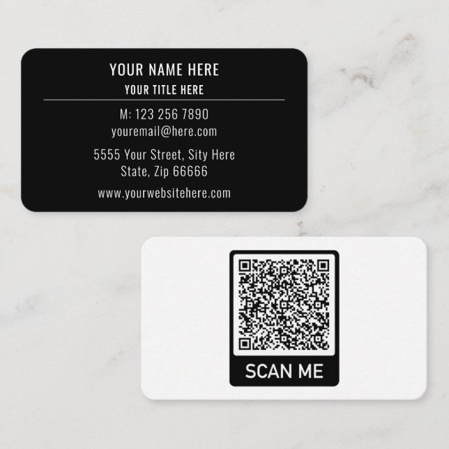 Custom QR Code Black and White Business Card (Front/Back)