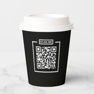 Custom QR Code Black & White Espresso Coffee Shop Paper Cups