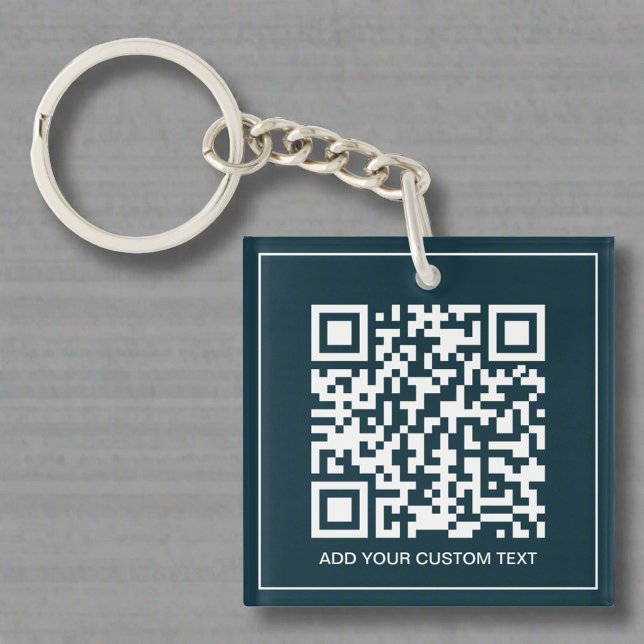 Custom QR Code Branded Business Navy Blue  Key Ring (Creator Uploaded)